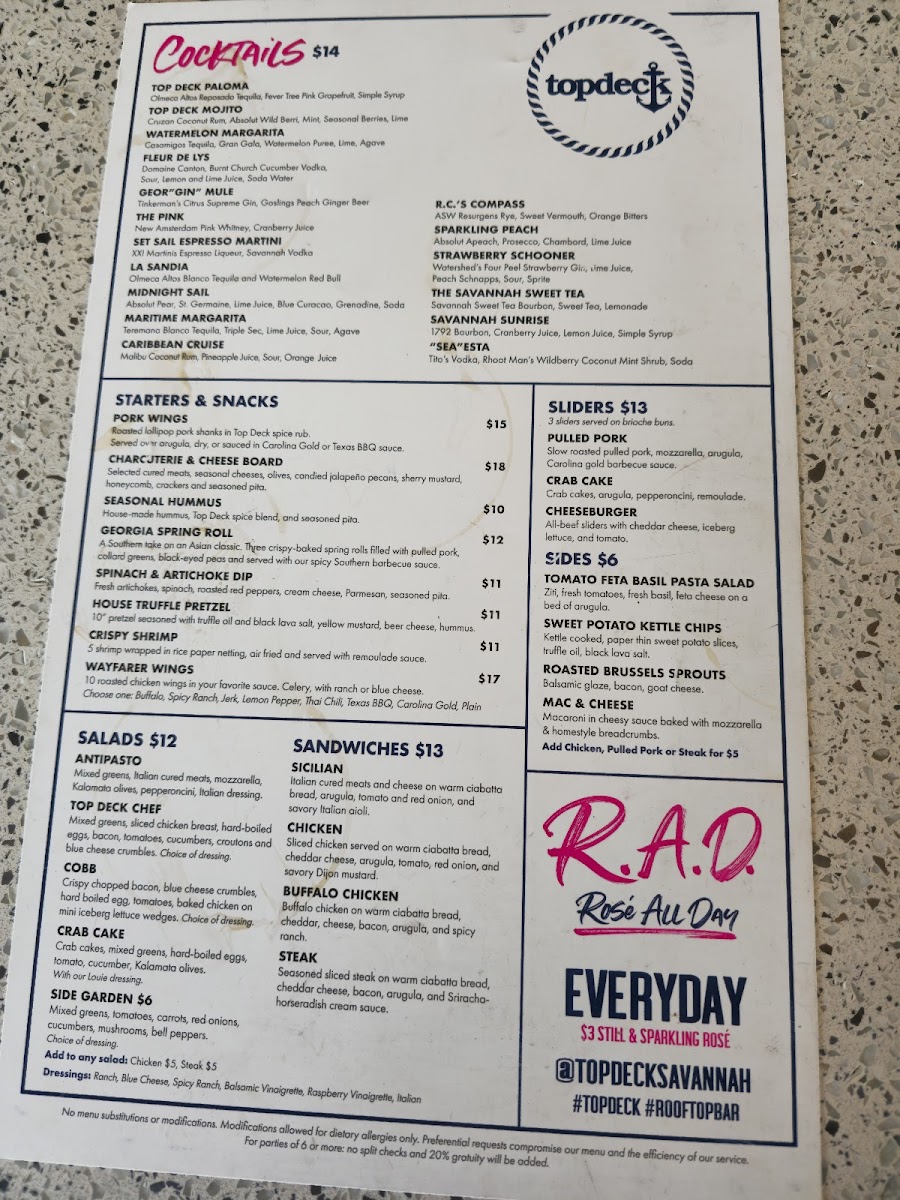 Top Deck Bar Menu - Image 3